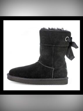 Koolaburra by UGG Andrah Short Mid Calf Black Tie Back Winter Boots- Womens 8